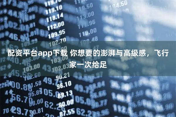 配资平台app下载 你想要的澎湃与高级感，飞行家一次给足