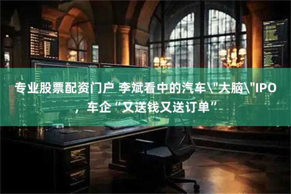 专业股票配资门户 李斌看中的汽车＂大脑＂IPO，车企“又送钱又送订单”